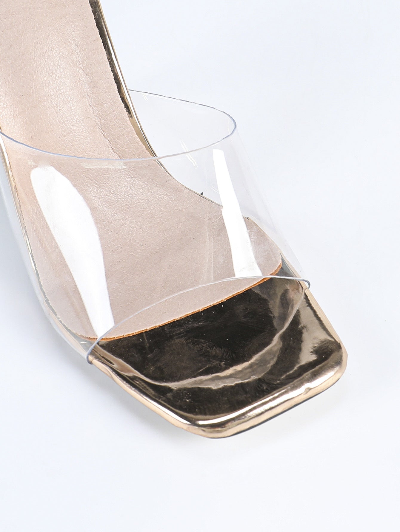 Cocktail Silicon Sealant Crystal Stiletto High Heel Women Square Toe Word with Transparent Sexy Stiletto Women Shoes