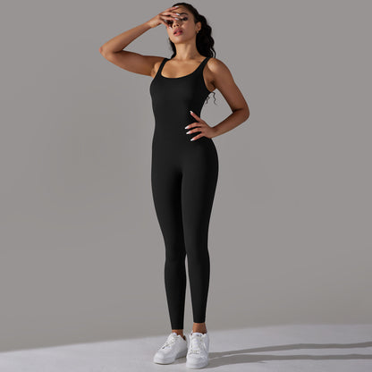 Spring Internet Seamless Thread Yoga Jumpsuit Dance Cinched Waist Slim Fit Sports Stretch Tight Jumpsuit