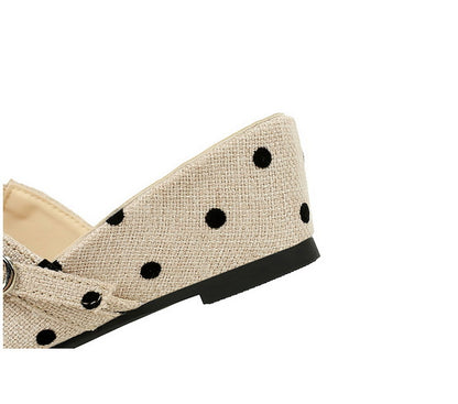 Minority Bow Toe Cap Slipper Polka Dot Wedge Comfortable All Match Slip on Women Shoes Outdoor Slippers