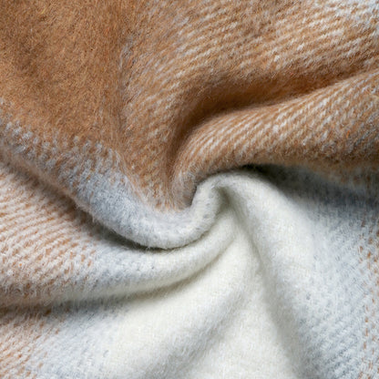 Autumn Winter Casual Retro Mid Length Double Breasted Collar Brushed Plaid Coat