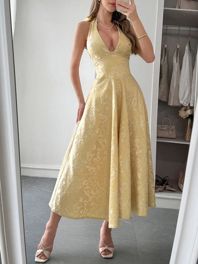 Elegant Elegant Halter Waist Maxi Dress Women Clothing Summer