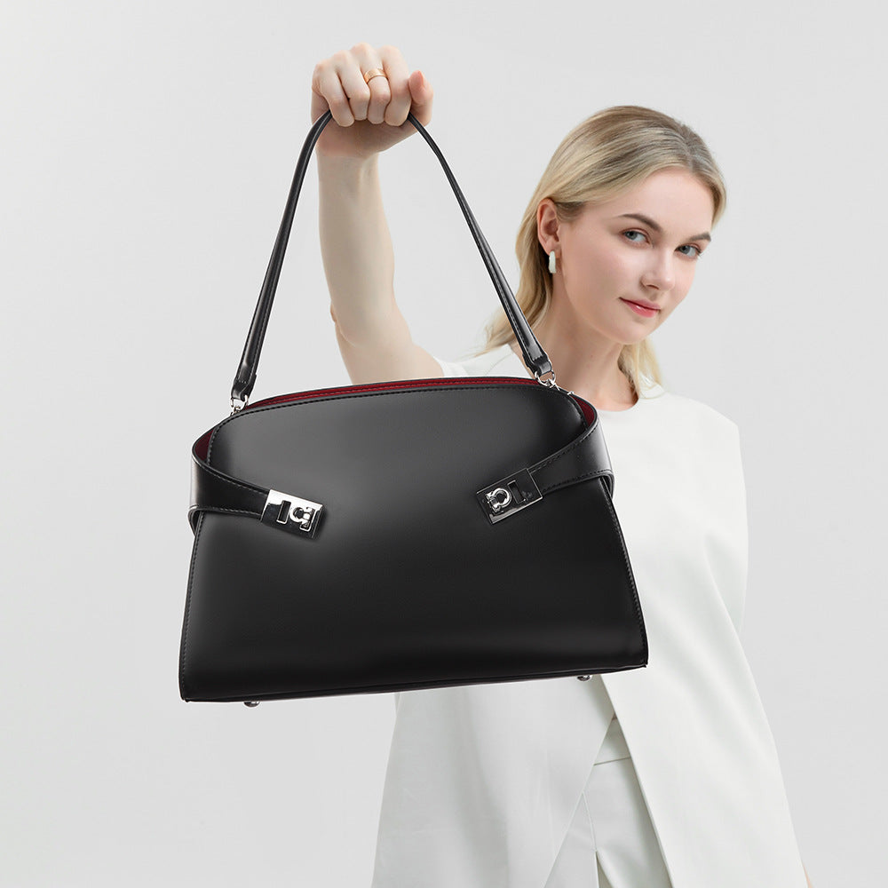 Simple Shoulder Bag High Sense Ladies Underarm Bag Loose Soft Leather Large Capacity Office Bag Women - GLAMWEARS