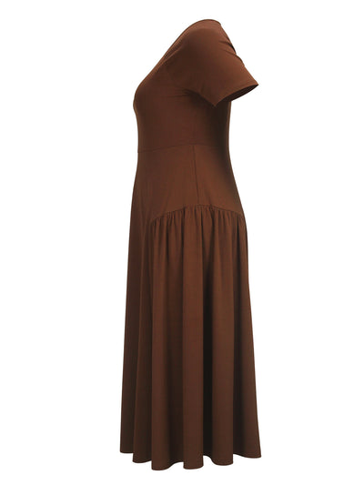 Spring Summer Women Elegant Long Tube Top Collar Waist Slimming plus Size Dress
