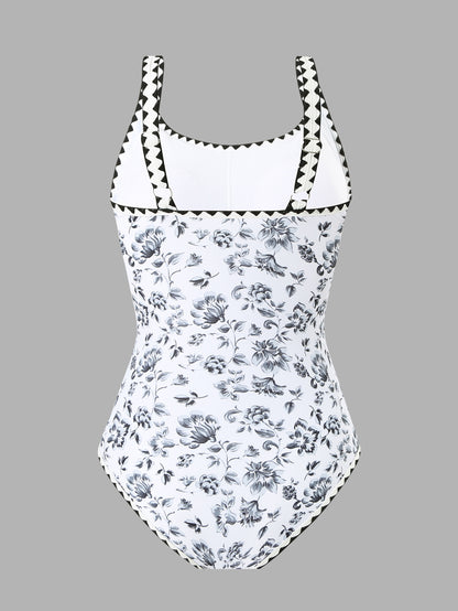 One Piece Printed Bikini Swimsuit Women Beach Vacation Swimsuit