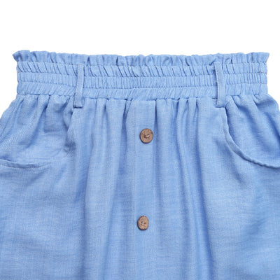 With Belt Skirt Summer Women Clothing Pocket Button Skirt