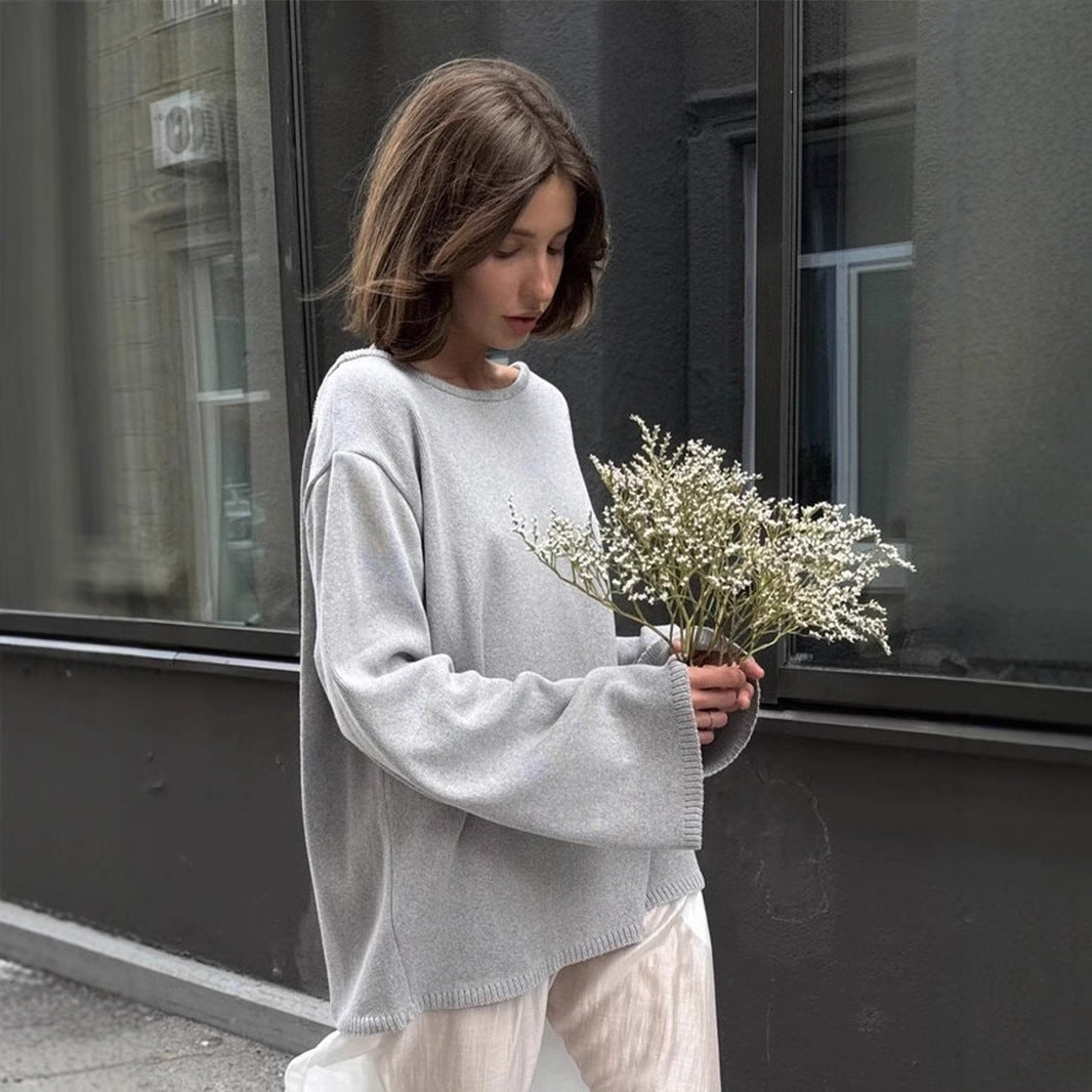 Cotton Pullover Autumn Winter Backless Sweater Loose Knitted Pullover Sweater for Women - GLAMWEARS