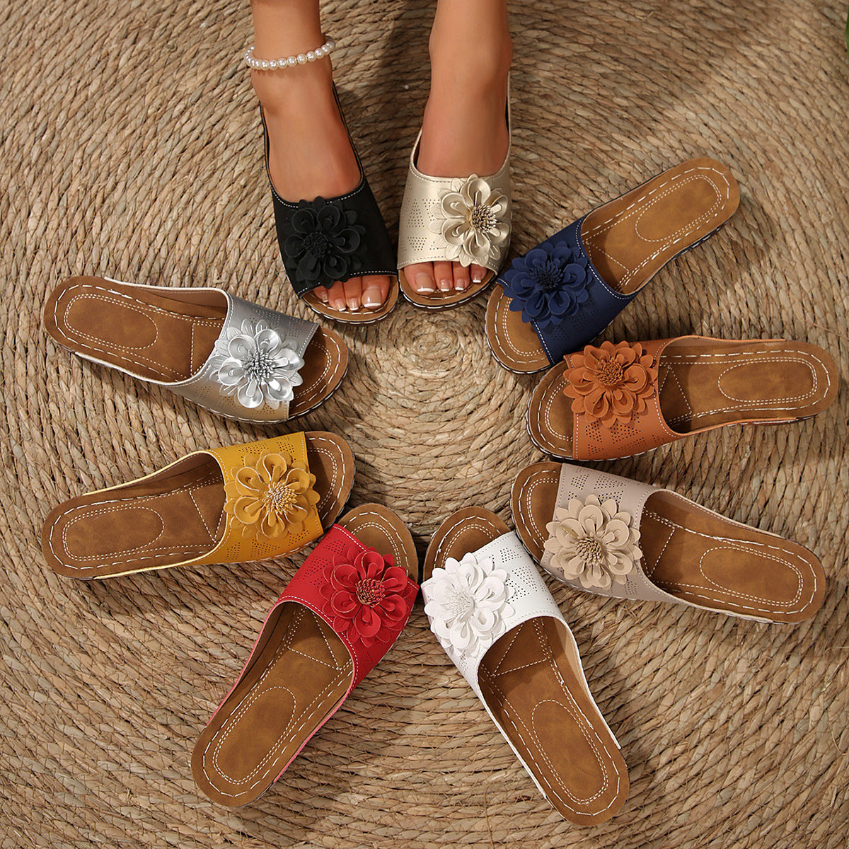 Women Shoes Spring Summer Floral Toe Baring Sandal Women Sandals