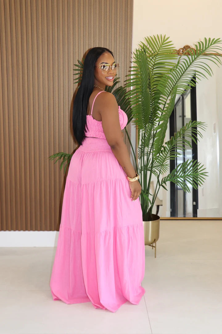 Summer Autumn plus Size Solid Color Suspender Top plus Loose Wide Leg Pants Two Piece Sets