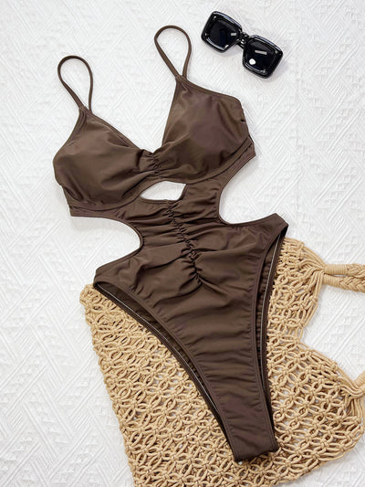 One Piece Swimsuit Women Solid Color Swimsuit Bikini