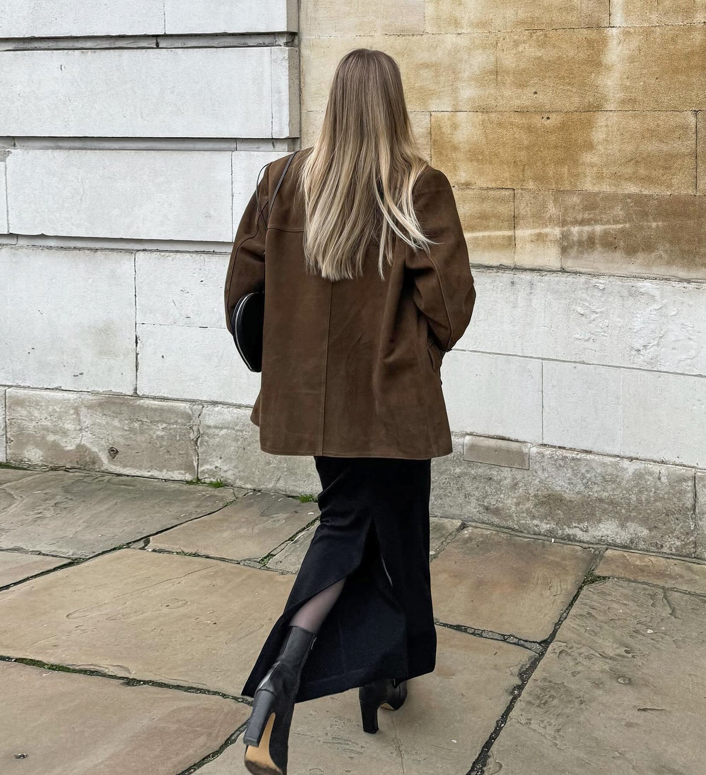 Brown Brushed Velvet Retro Lapels Loose Suede Coat Autumn Winter Maillard Blazers Women
