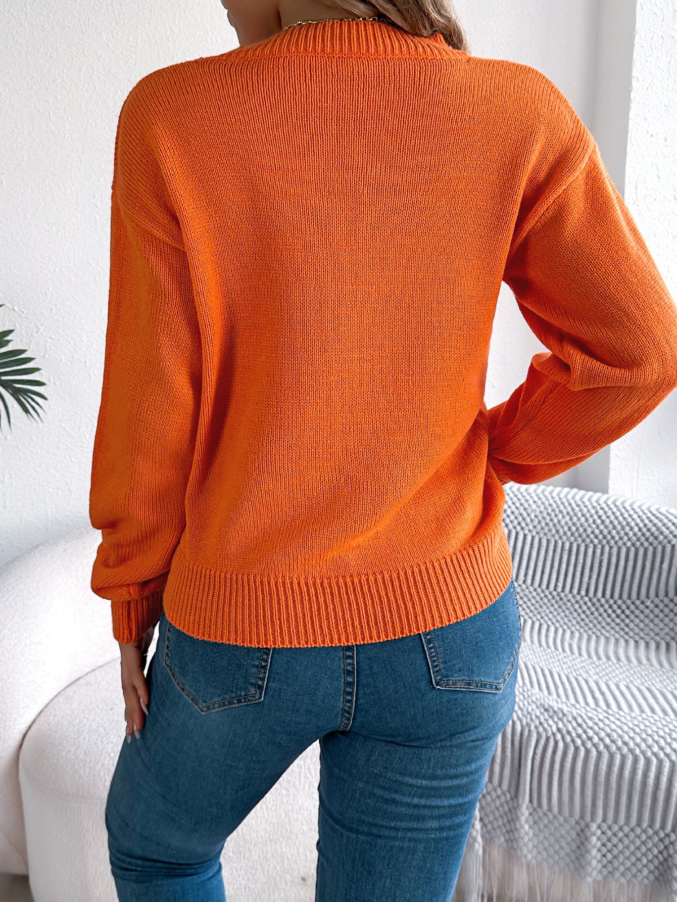 Solid Color Hollow Out Cutout out Lantern Long Sleeve Pullover Halloween Women Clothing