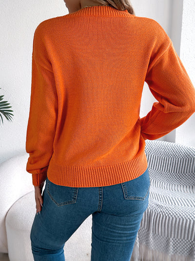 Solid Color Hollow Out Cutout out Lantern Long Sleeve Pullover Halloween Women Clothing