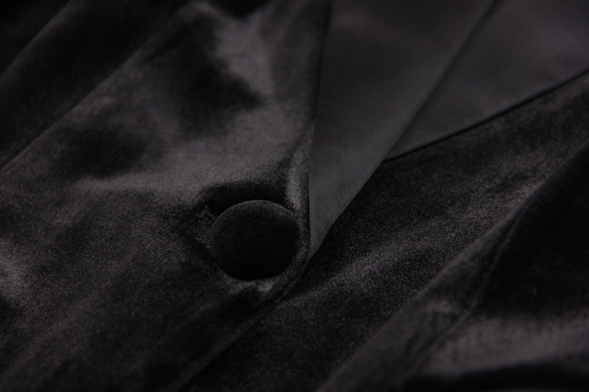 Spring Autumn Velvet Women Ostrich Feather Jacket Blazer