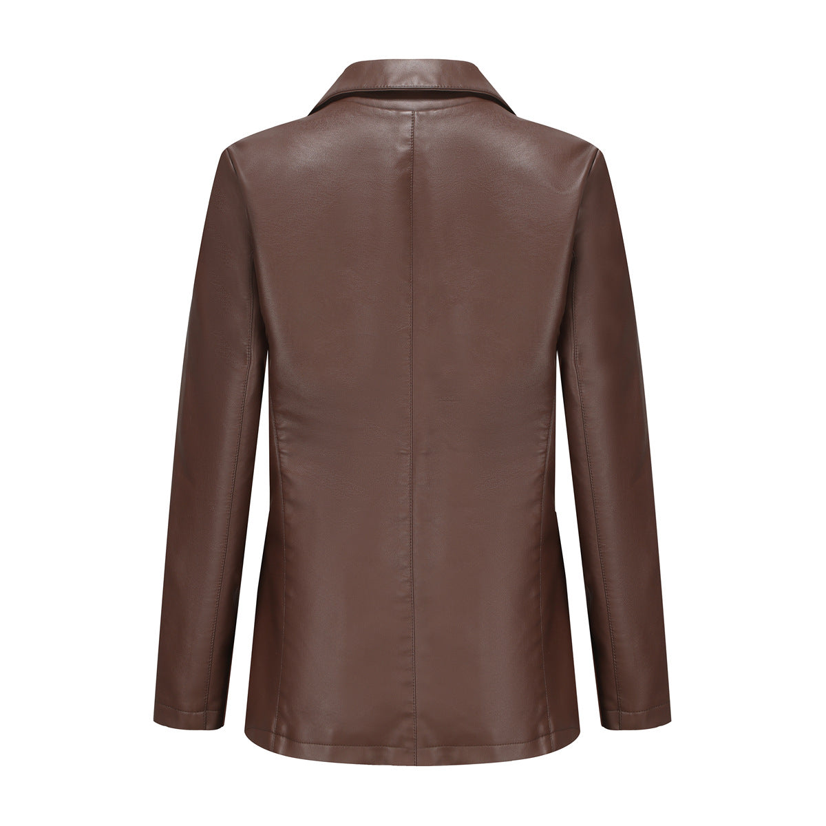 Small Long Sleeved Coat Women Single Button Office Casual Solid Color Leather Coat