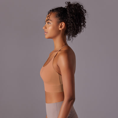 Nude Feel Halter Yoga Bra Women Triangle Beauty Back Exercise Vest Push up Sports Bra Yoga Clothing Top