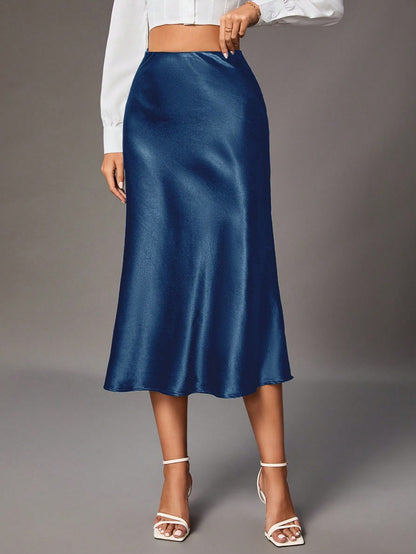 Women Clothing Brand Satin Satin Skirt High Sense Small Artificial Silk Skirt Women Skirt