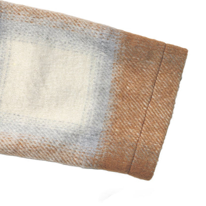 Autumn Winter Casual Retro Mid Length Double Breasted Collar Brushed Plaid Coat