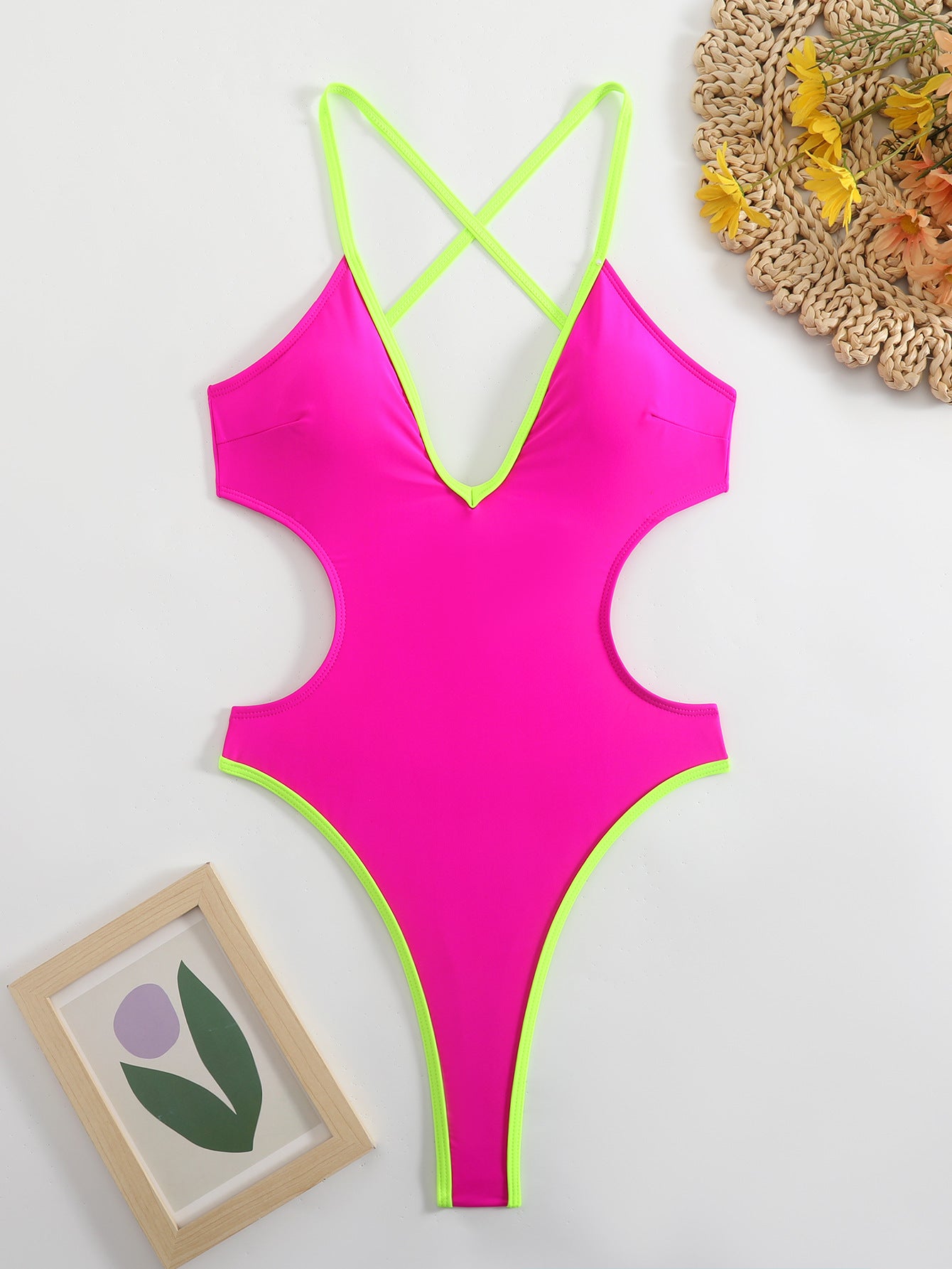 Women Solid Color One Piece Sexy Bikini Swimsuit