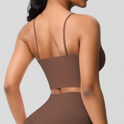 Yoga Jacket Sports Solid Color Underwear with Chest Pad Thin Strap Beauty Back Fitness Vest Camisole Yoga Clothes