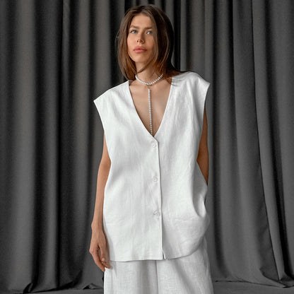 Spring Sleeveless Loose Vest Pants Pajamas Set Casual Comfortable Women Homewear Outerwear