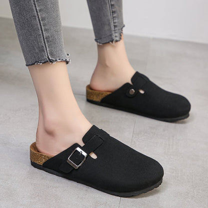 Flat Lazy Pump Slippers Women Outer Wear Frosted Personality Big Head Half Support Muller Shoes