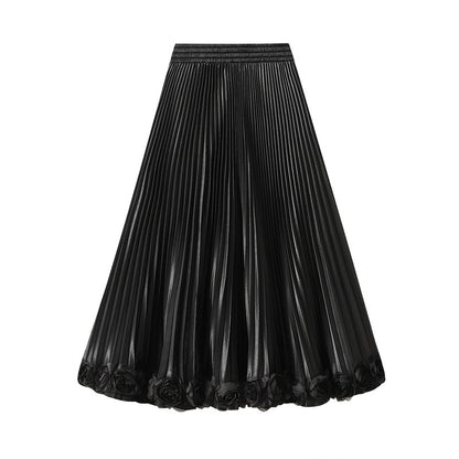 White Skirt Pleated Skirt Women Summer Elegant Draping Petal Dress Loose Cover Cross Large Skirt