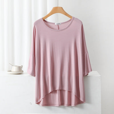 Plus Size Spring Summer Korean Modal Loose T Shirt Women Plus Size Top Batwing Sleeve Front Short Back Long Bottoming Shirt