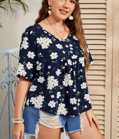 Plus Size Women Clothing Top Europe America Middle East Women Clothes Top V Neck