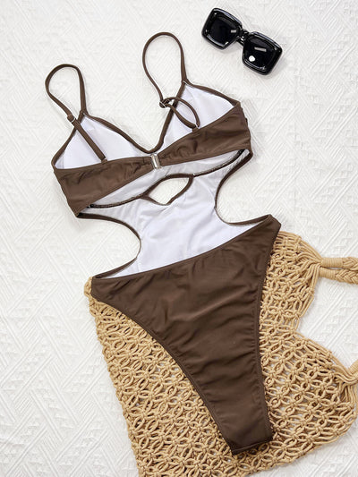 One Piece Swimsuit Women Solid Color Swimsuit Bikini