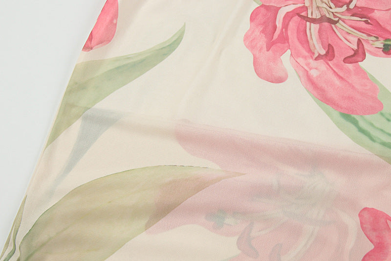 Summer Dopamine Beach Vacation Sexy Printed Mesh Sheath Skirt