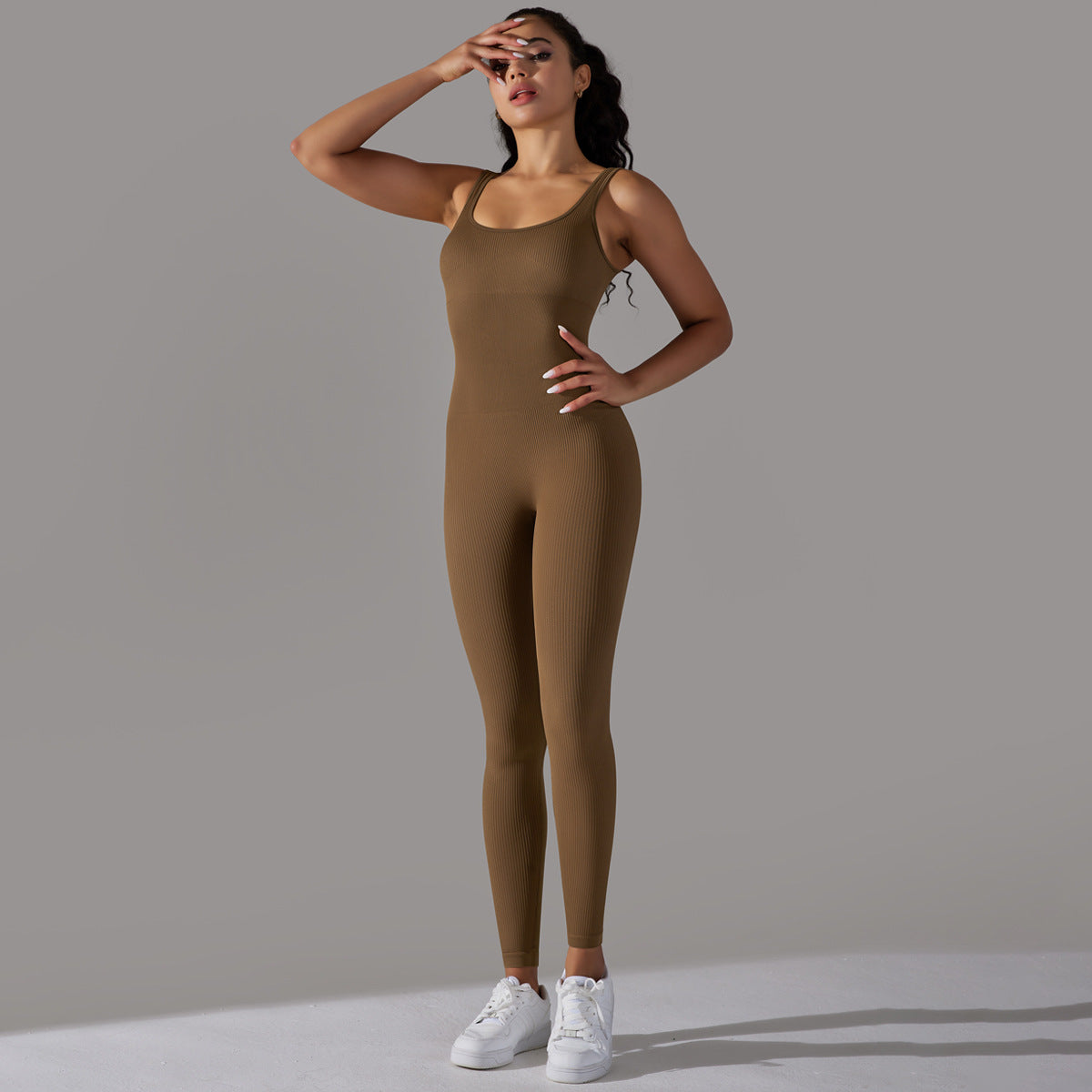 Spring Internet Seamless Thread Yoga Jumpsuit Dance Cinched Waist Slim Fit Sports Stretch Tight Jumpsuit