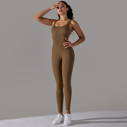 Spring Internet Seamless Thread Yoga Jumpsuit Dance Cinched Waist Slim Fit Sports Stretch Tight Jumpsuit
