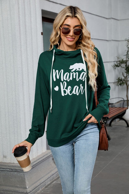 Autumn Winter Solid Color Printing Hooded Loose Long Sleeves Casual Sweatshirt Women