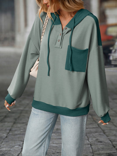 Pullover Women Clothing Autumn Winter Women Contrast Color Twist Strip Hooded Sweater