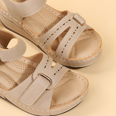 Southeast Asia plus Size Velcro Platform Sandals Women Hollow Out Cutout-out Wedge Stitching Beach Slippers