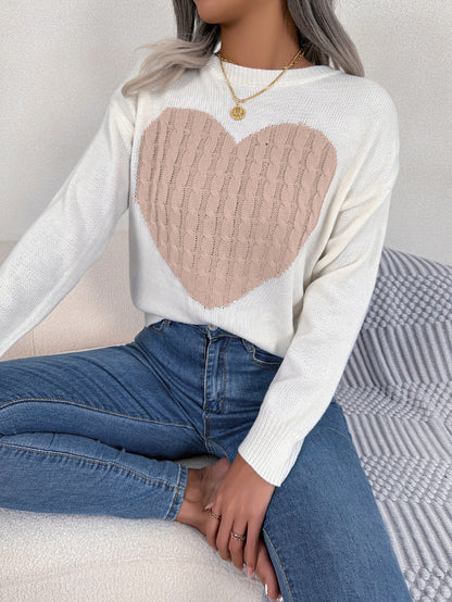 Autumn Winter Twist Love Long Sleeve Pullover Valentine Clothing