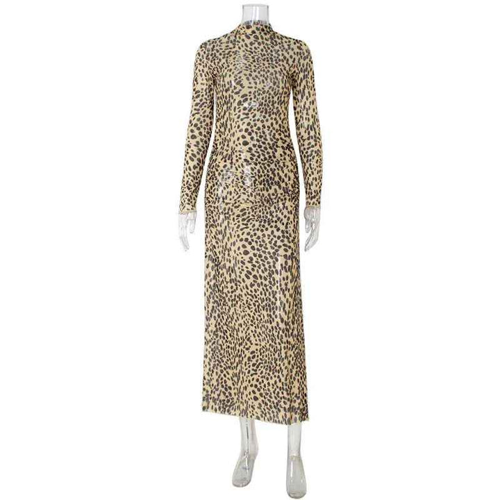 Women Clothing Spring Summer Slim Fit Slimming Leopard Print Trendy Dress Women