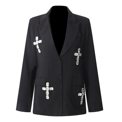Special Interest Design High Grade European Crystal Rhinestone Beaded Adult Women Loose Blazer