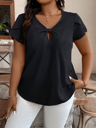 Summer Simplicity V neck T shirt Loose Casual Office Short Sleeve Top
