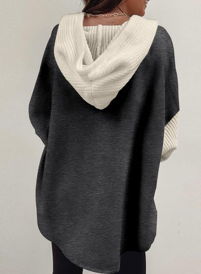 Fall Winter Women Clothing Sweater Patchwork Hoodie Casual Coat for Women