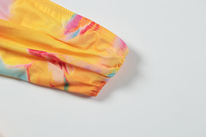 Women Clothing Summer Printed Sexy Beach Holiday off Shoulder Tube Top Package Hip Dress