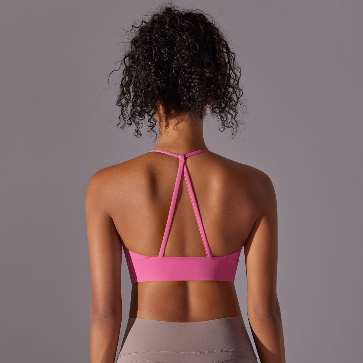 Nude Feel Halter Yoga Bra Women Triangle Beauty Back Exercise Vest Push up Sports Bra Yoga Clothing Top