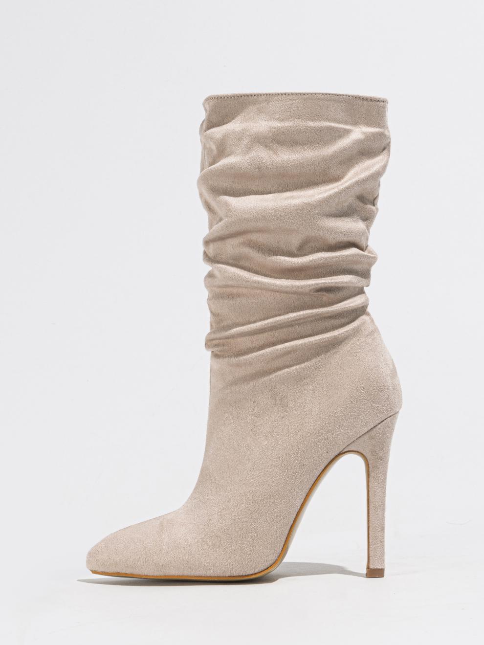 Booties Natural Wrinkle Fine Heel Pointed All Match Street plus Size - GLAMWEARS