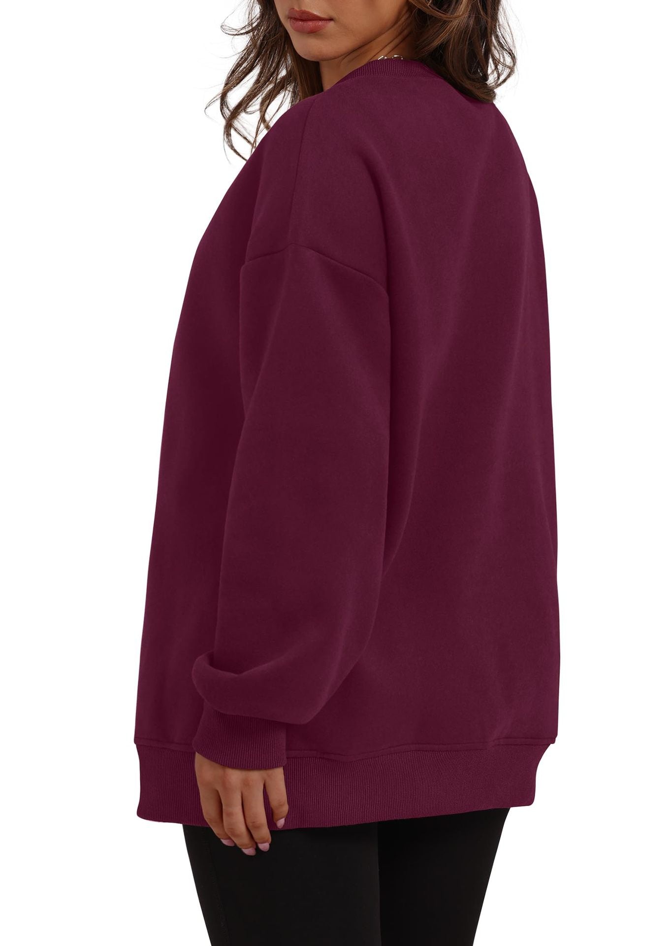 Autumn Winter Women round Neck Long Sleeved Sweatshirt Pullover Fleece Sweater