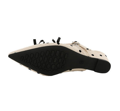 Minority Bow Toe Cap Slipper Polka Dot Wedge Comfortable All Match Slip on Women Shoes Outdoor Slippers