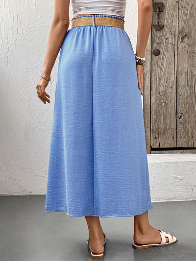 With Belt Skirt Summer Women Clothing Pocket Button Skirt