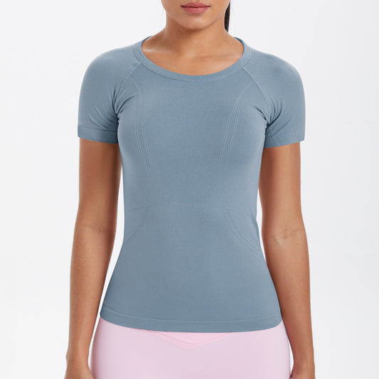Women Short Sleeve round Neck Exercise T shirt Running Fitness Top Skin Friendly Slim Breathable Yoga Short Sleeve