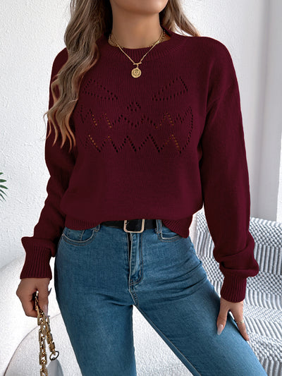 Solid Color Hollow Out Cutout out Lantern Long Sleeve Pullover Halloween Women Clothing