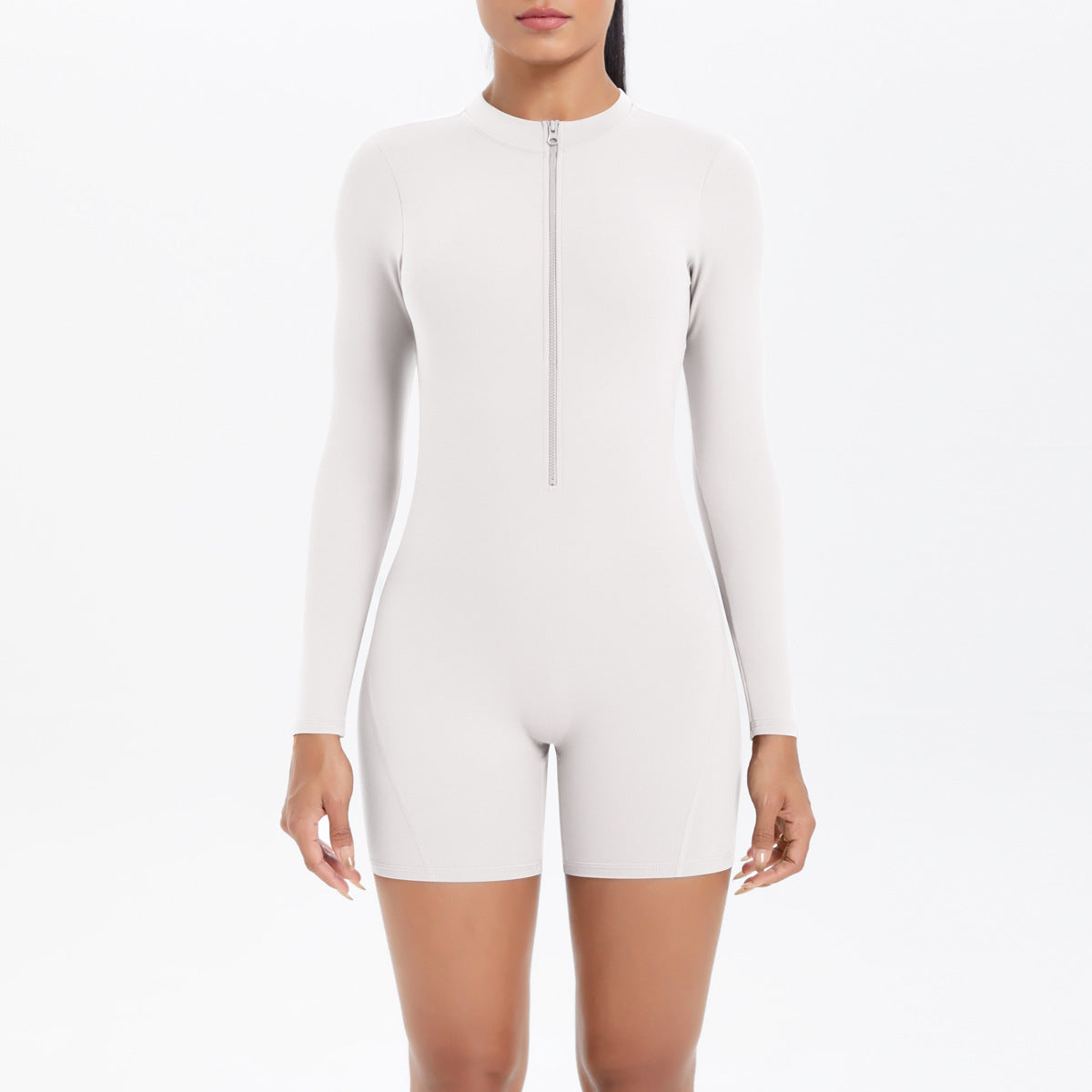 Hollow Out Cutout Beauty Back Half Open Zipper One Piece Peach Hip Sports Fitness Bare Back Jumpsuit Yoga Clothes Women