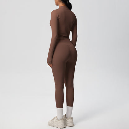 Skinny Yoga Pants High Waist Nude Feel Sports Zip Long Sleeve Coat Workout Clothes Hip Lifting Yoga Set